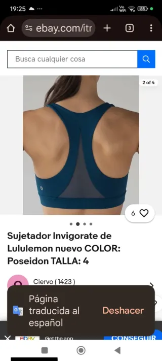 Sujetador deportivo LULULEMON  color azul