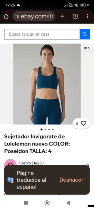 Sujetador deportivo LULULEMON  color azul