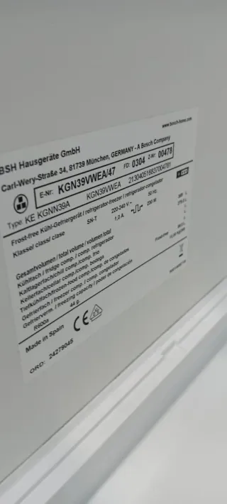 NEVERA COMBI BOSCH NO FROST ENERGÍA A+