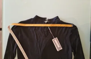 Camicia nera viscosa con rouches