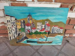 Cuadro Pintura óleo lienzo  tema marino vintage