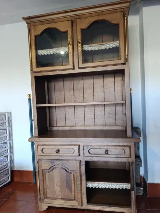 Mueble rústico madera y cristal