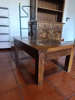 Mueble rústico madera y cristal