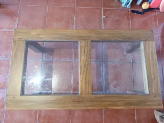 Mueble rústico madera y cristal