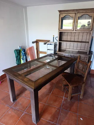 Mueble rústico madera y cristal