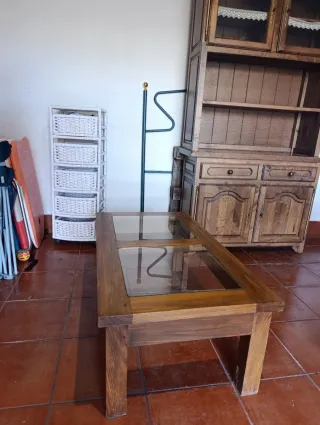 Mueble rústico madera y cristal