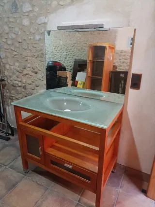 Mueble lavabo cerezo claro espejoREBAJADO