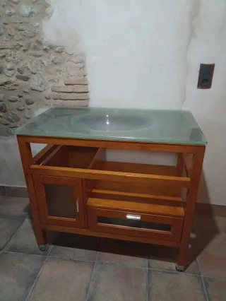 Mueble lavabo cerezo claro espejoREBAJADO