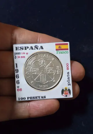 España 100 Pesetas Plata 1966 *66 Franco