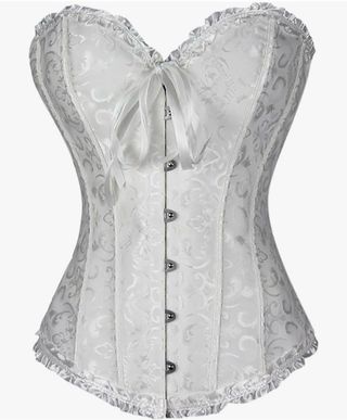 Corsé blanco con brocado y volantes