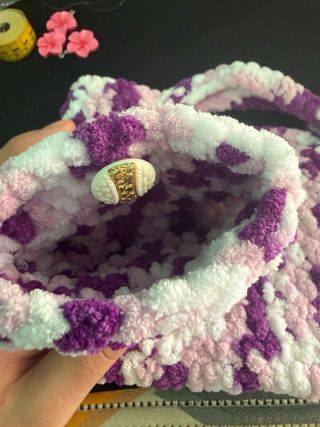 Borsa uncinetto viola e rosa