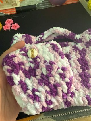Borsa uncinetto viola e rosa