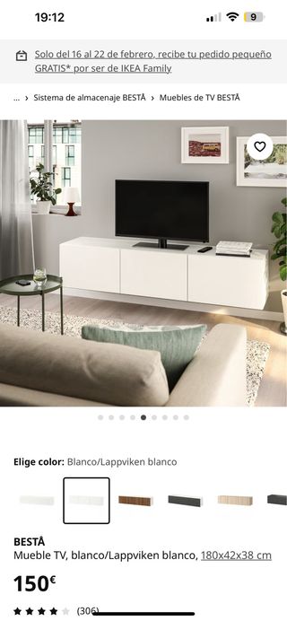 Mueble TV BESTÅ blanco sin puertas