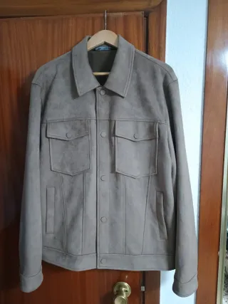Chaqueta imitación ante hombre marrón