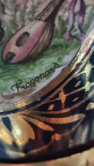 Jarrones de Porcelana y Bronce con Base de Mármol