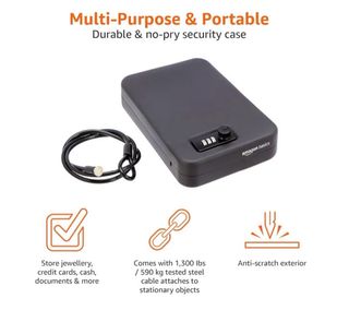 Caja de seguridad portátil Amazon Basics