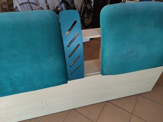 Cama Matrimonio Madera y Tela