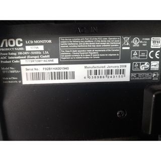 Pantalla AOC Plata TFT