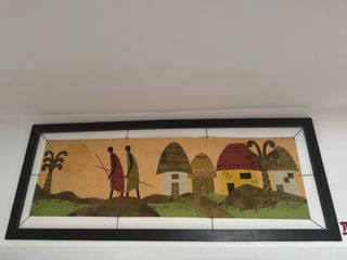Cuadro étnico tela paisaje africano
