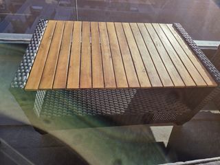 Sofá y mesa ratán sintético jardín