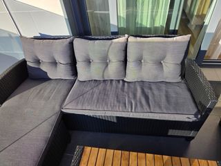 Sofá y mesa ratán sintético jardín