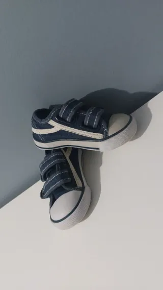 Zapatos niño lona velcro azul