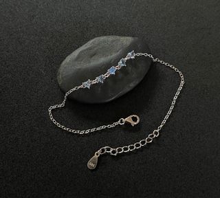 Pulsera Plata 925 Corazones Azules