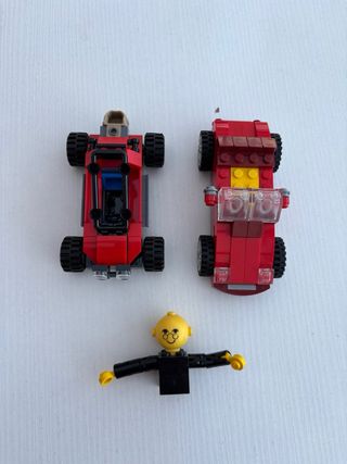 Lego: 2 coches y cabeza figura grande