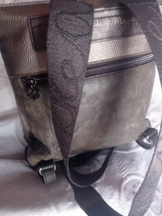 Bolso mochila Aneke beige y verde