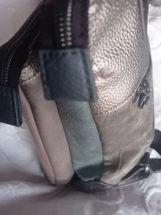 Bolso mochila Aneke beige y verde