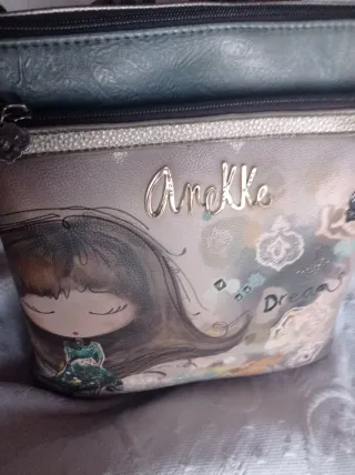 Bolso mochila Aneke beige y verde