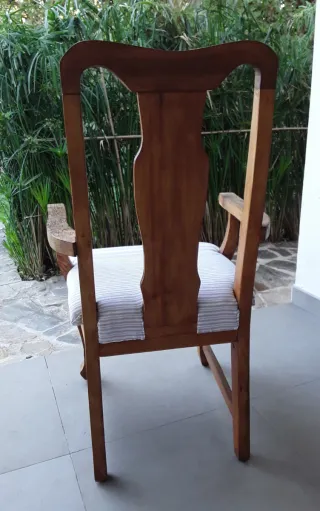 Sillón Colonial de Encino Estilo Reina Ana