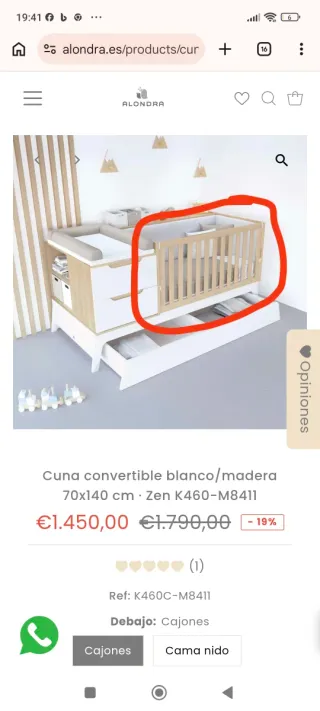 Barrera para maxi cuna convertible Alondra