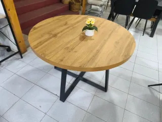 Mesa redonda extensible madera y metal