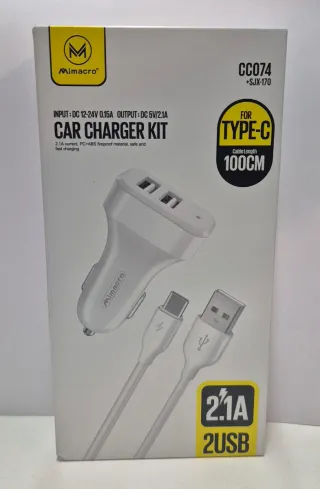 Cargador Coche Mimacro CC074 Tipo-C 2.1A