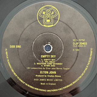 ELTON JOHN VINILO LP EMPTY SKY 1969