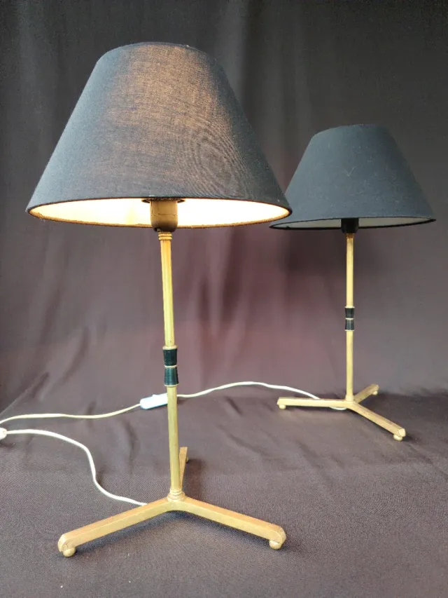 Lámparas Vintage Latón y pantallas Negras (2 uds)