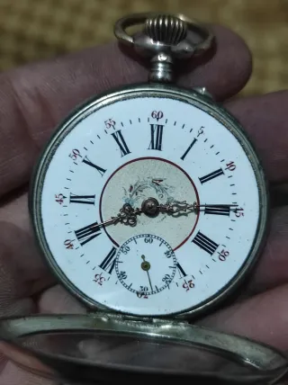 Reloj Bolsillo Plata Antiguo 47mm