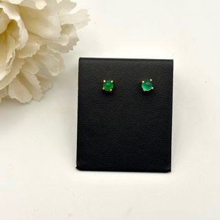 Pendientes Oro 18kt con gema verde