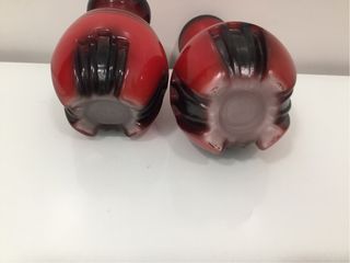 Juego de 2 jarrones de cristal rojo y negro