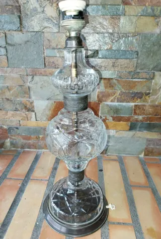 Candeeiro Antigo - Vidro Trabalhado e Cobre