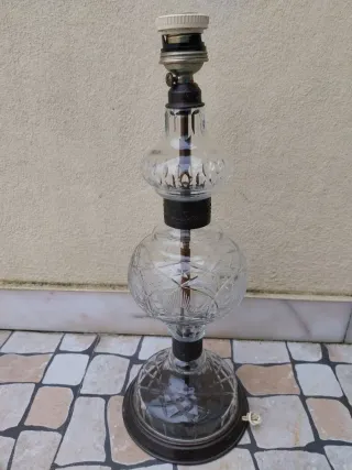 Candeeiro Antigo - Vidro Trabalhado e Cobre