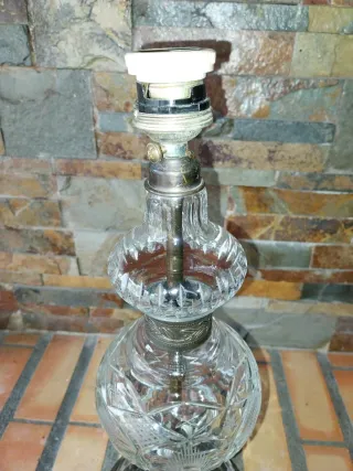 Candeeiro Antigo - Vidro Trabalhado e Cobre