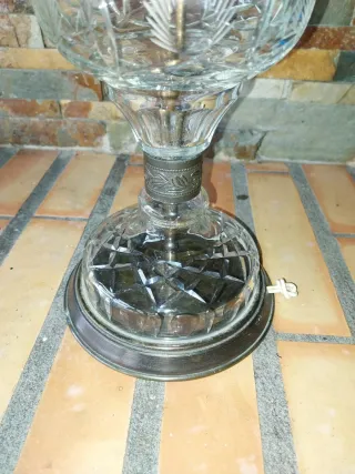 Candeeiro Antigo - Vidro Trabalhado e Cobre