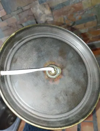 Candeeiro Antigo - Vidro Trabalhado e Cobre