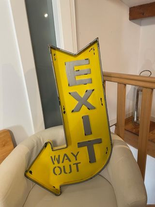 Cartel metálico EXIT Way Out vintage