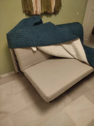 Sofá Cama Teal con Cojín Multicolor