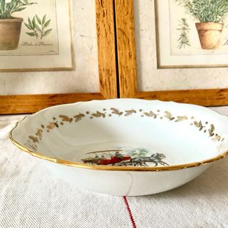 Ensaladera porcelana francesa filo dorado carruaj