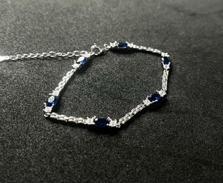 Pulsera Plata 925 Circonitas Azules y Blancas