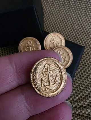 Botones metálicos náuticos franceses - 5 unidades